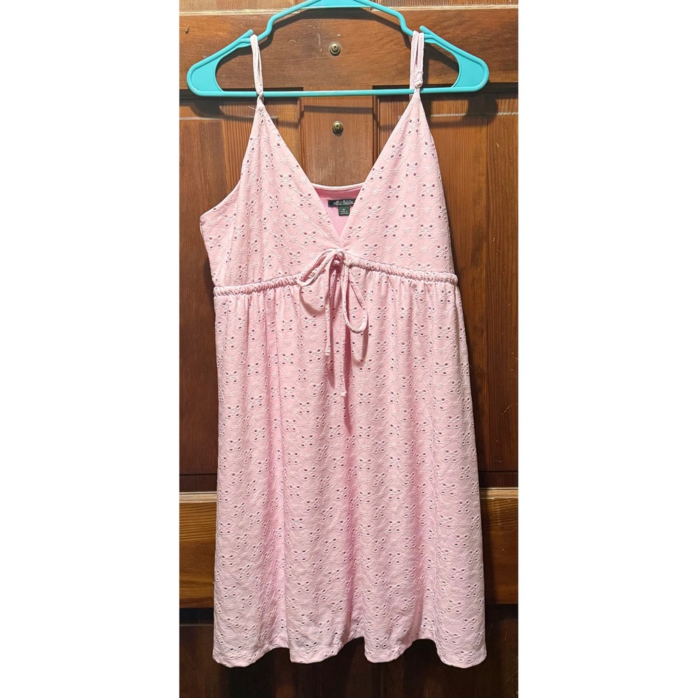 Wild Fable Pink Eyelet Mini Dress XL V-Neck Spaghetti Strap Empire Waist Boho